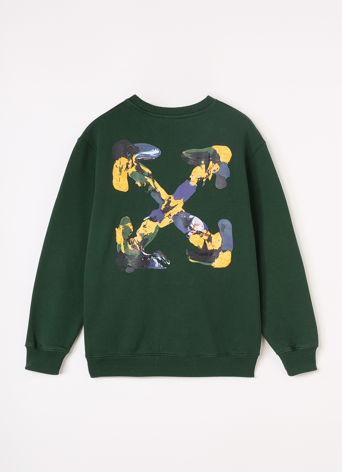 Off-White Arrow sweater met logo- en backprint - voorkant 3 donkergroen