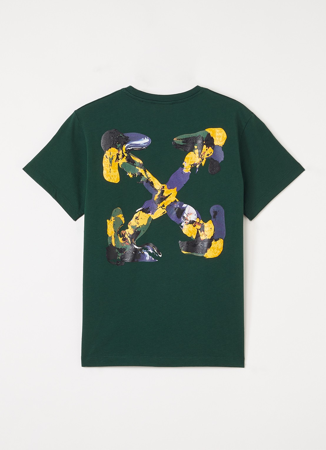 Off-White Arrow T-shirt met logo- en backprint - voorkant 2 donkergroen