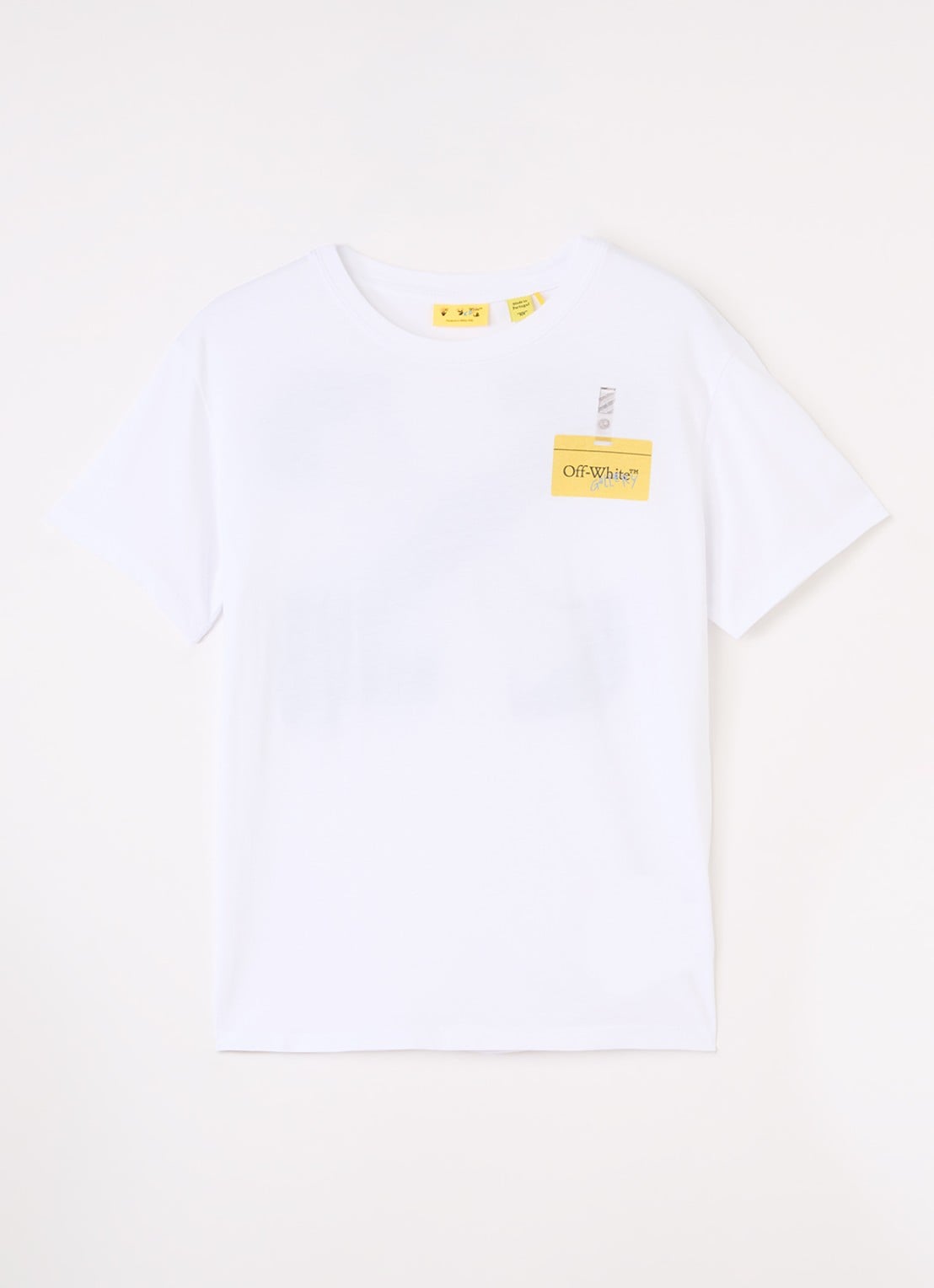 Off-White Arrow Tape T-shirt met logo- en backprint - voorkant wit