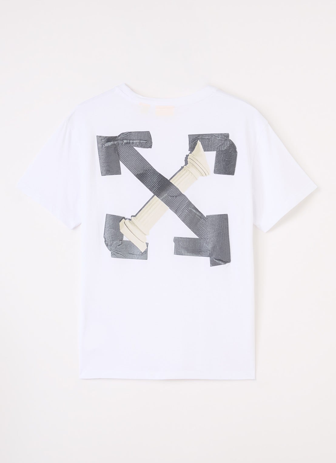 Off-White Arrow Tape T-shirt met logo- en backprint - voorkant 2 wit