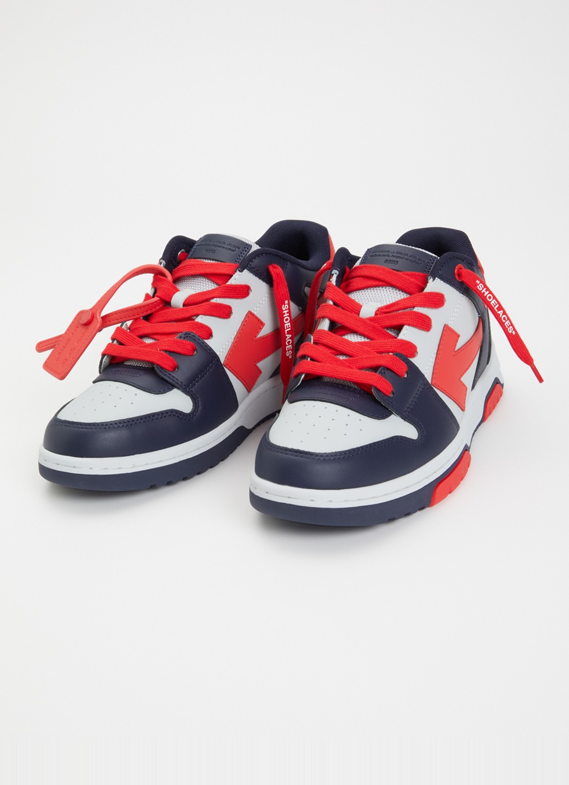 Off-White B-Out Of Office sneaker van leer  - voorkant 2 donkerblauw