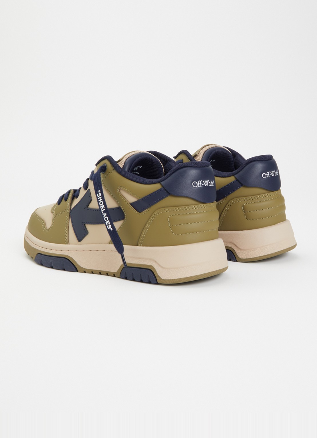 Off-White B-Out Of Office sneaker van leer  - achterkant 3 legergroen