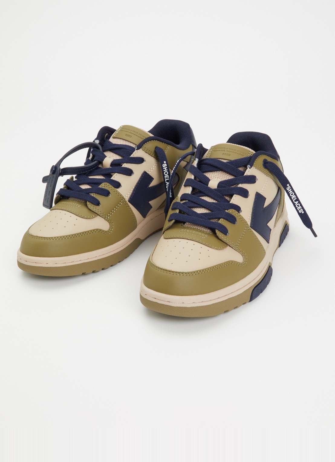 Off-White B-Out Of Office sneaker van leer  - voorkant 2 legergroen