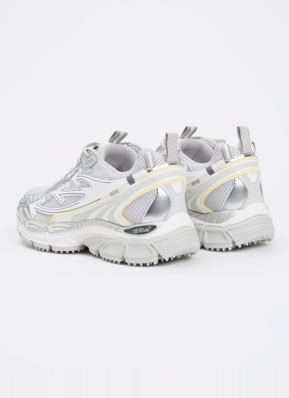 Off-White Be Right Back sneaker met mesh details - achterkant zilver