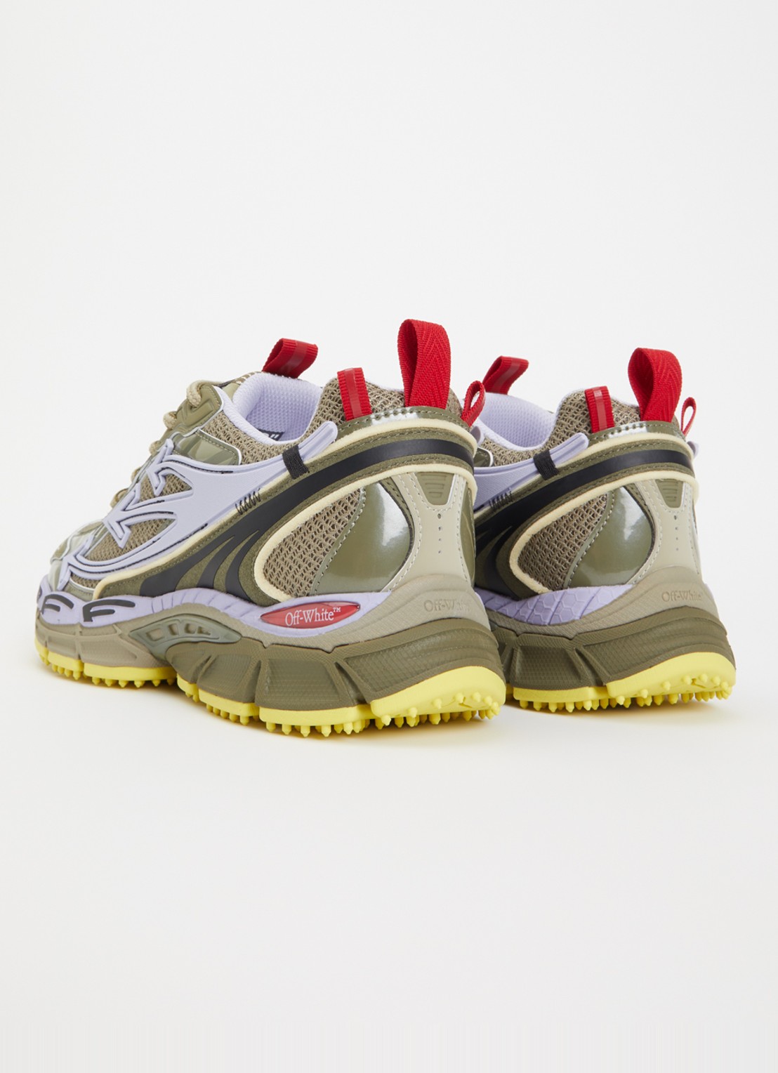 Off-White Be Right Back sneaker met mesh details - achterkant bronsgroen