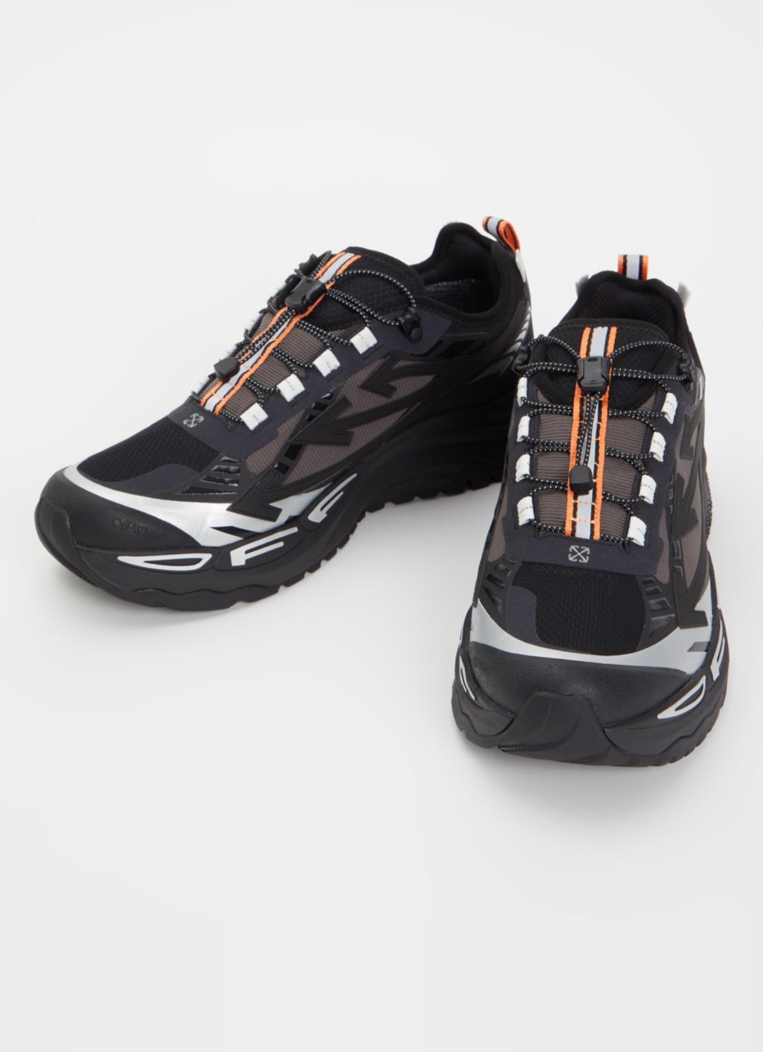 Off-White Be Right Back Trail sneaker van mesh met metallic details - detail zwart