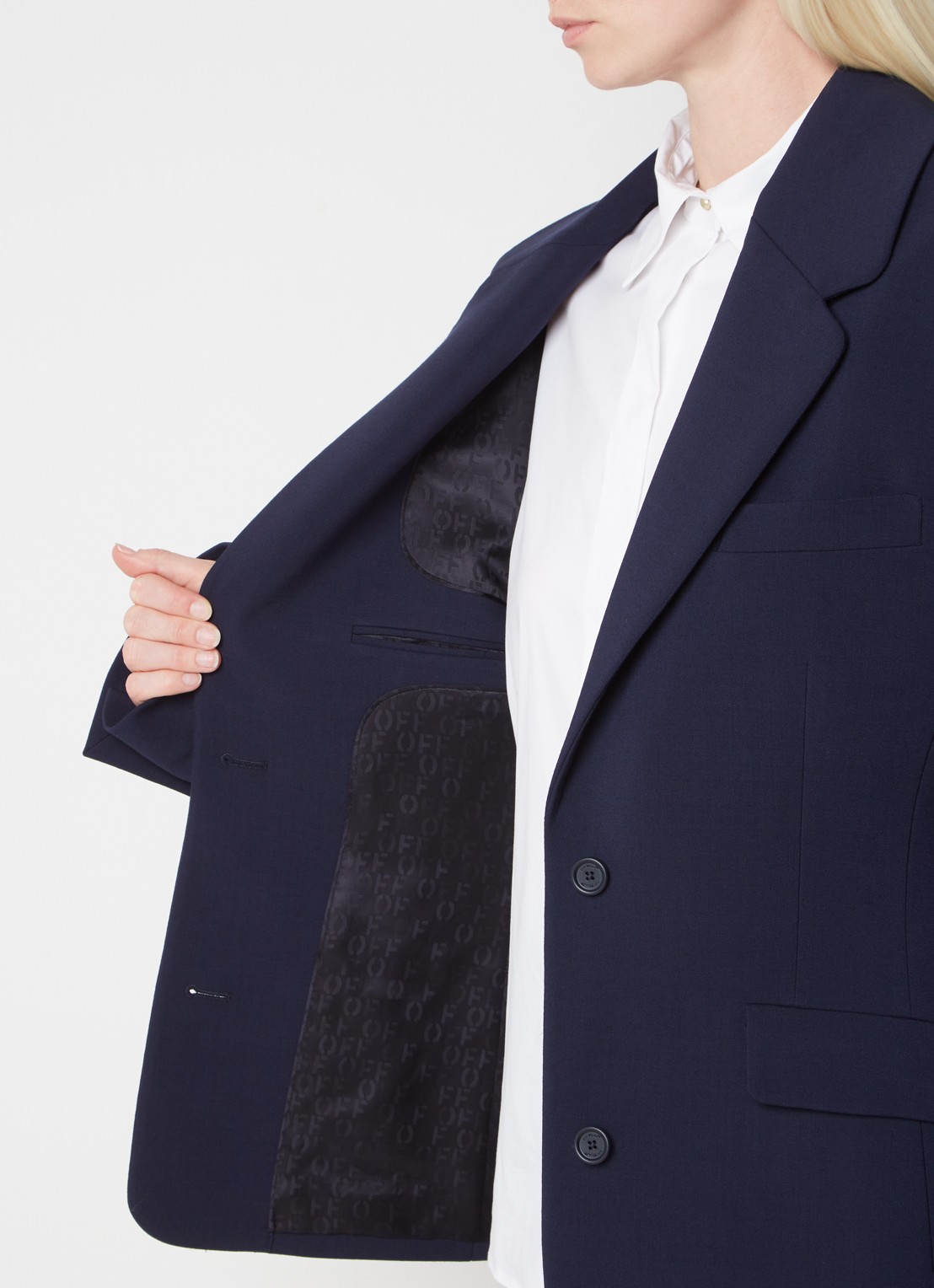 Off-White Blazer van wol met klepzakken - detail 5 blauw