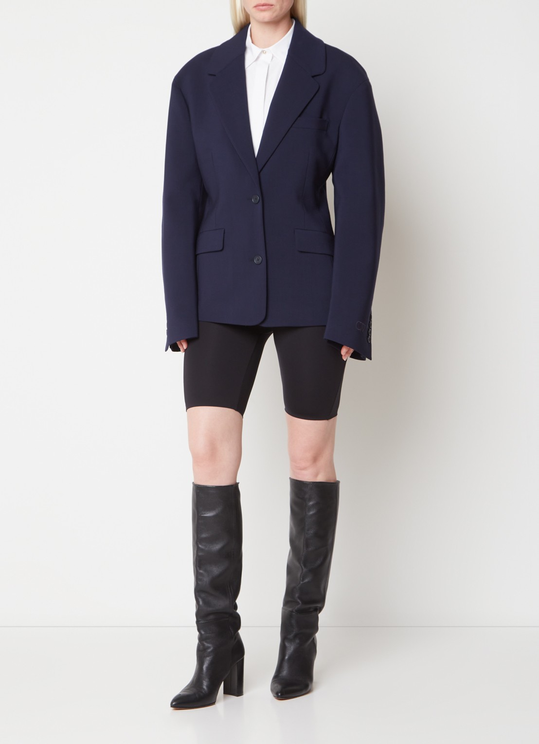 Off-White Blazer van wol met klepzakken - voorkant 3 blauw