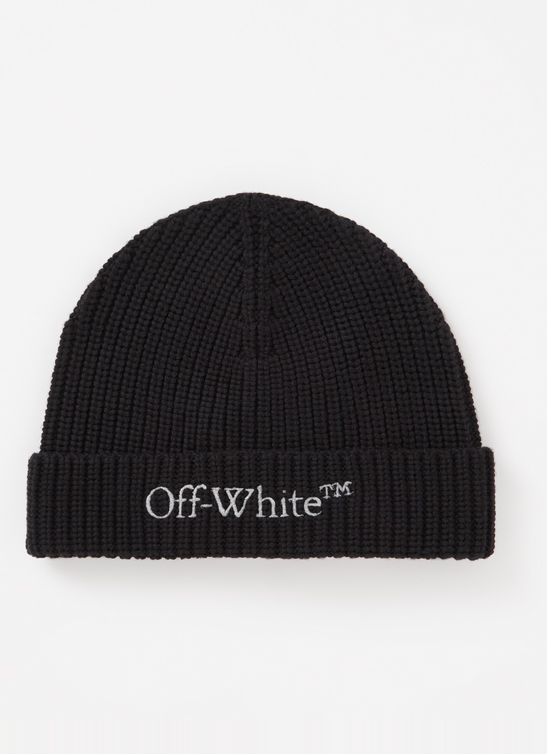 Off-White Bookish Classic muts van scheerwol met logoborduring - voorkant zwart