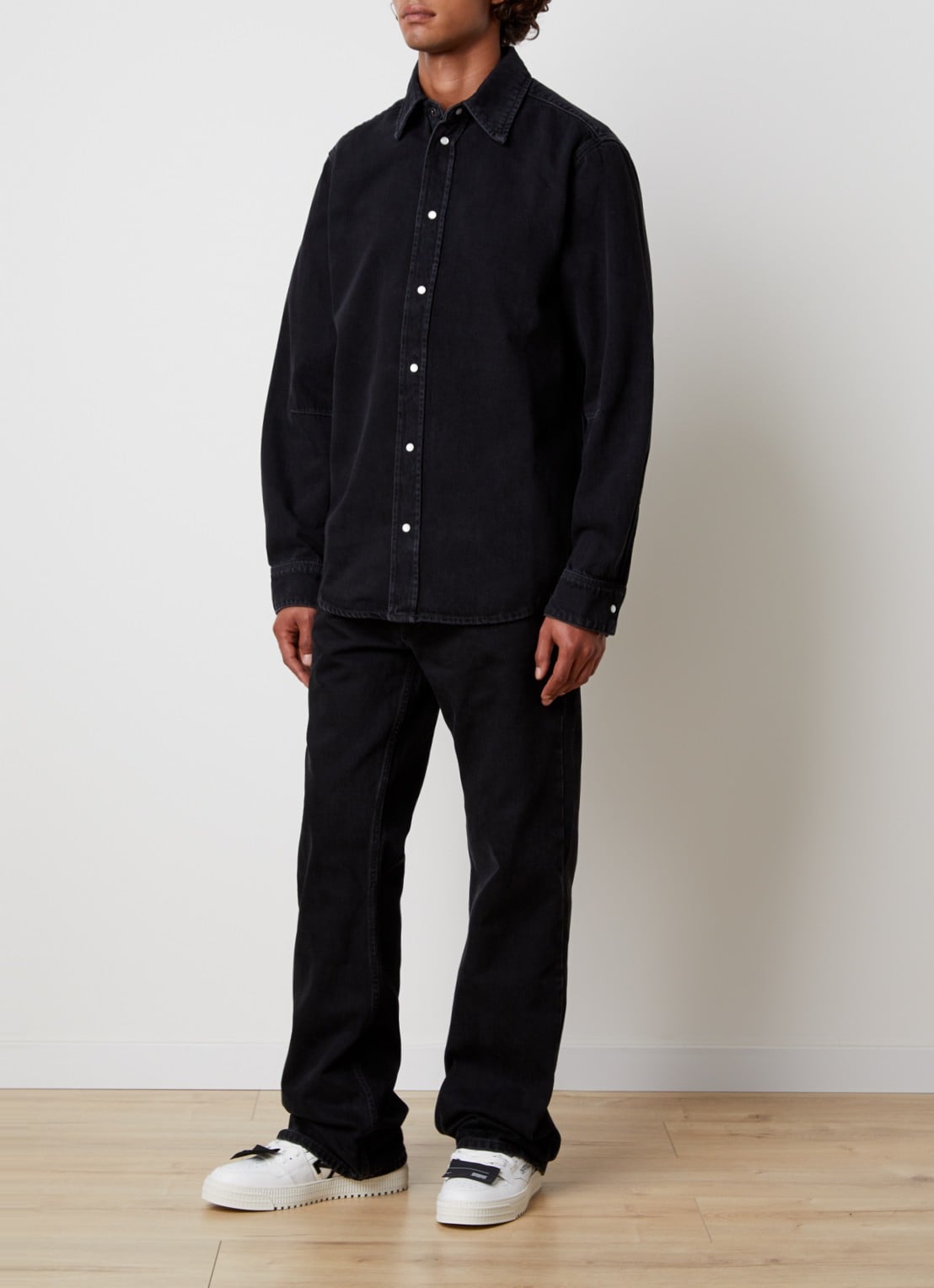 Off-White Bookish comfort fit overhemd van denim - voorkant 3 zwart