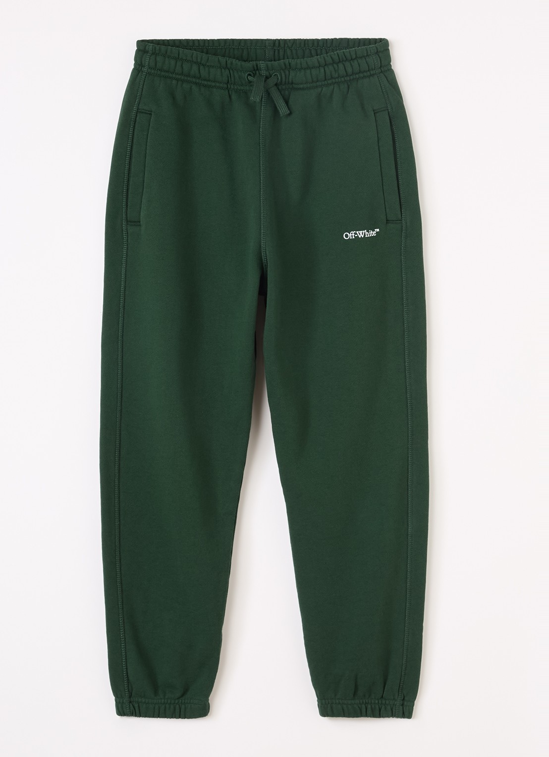 Off-White Bookish tapered fit joggingbroek met logoborduring - voorkant donkergroen