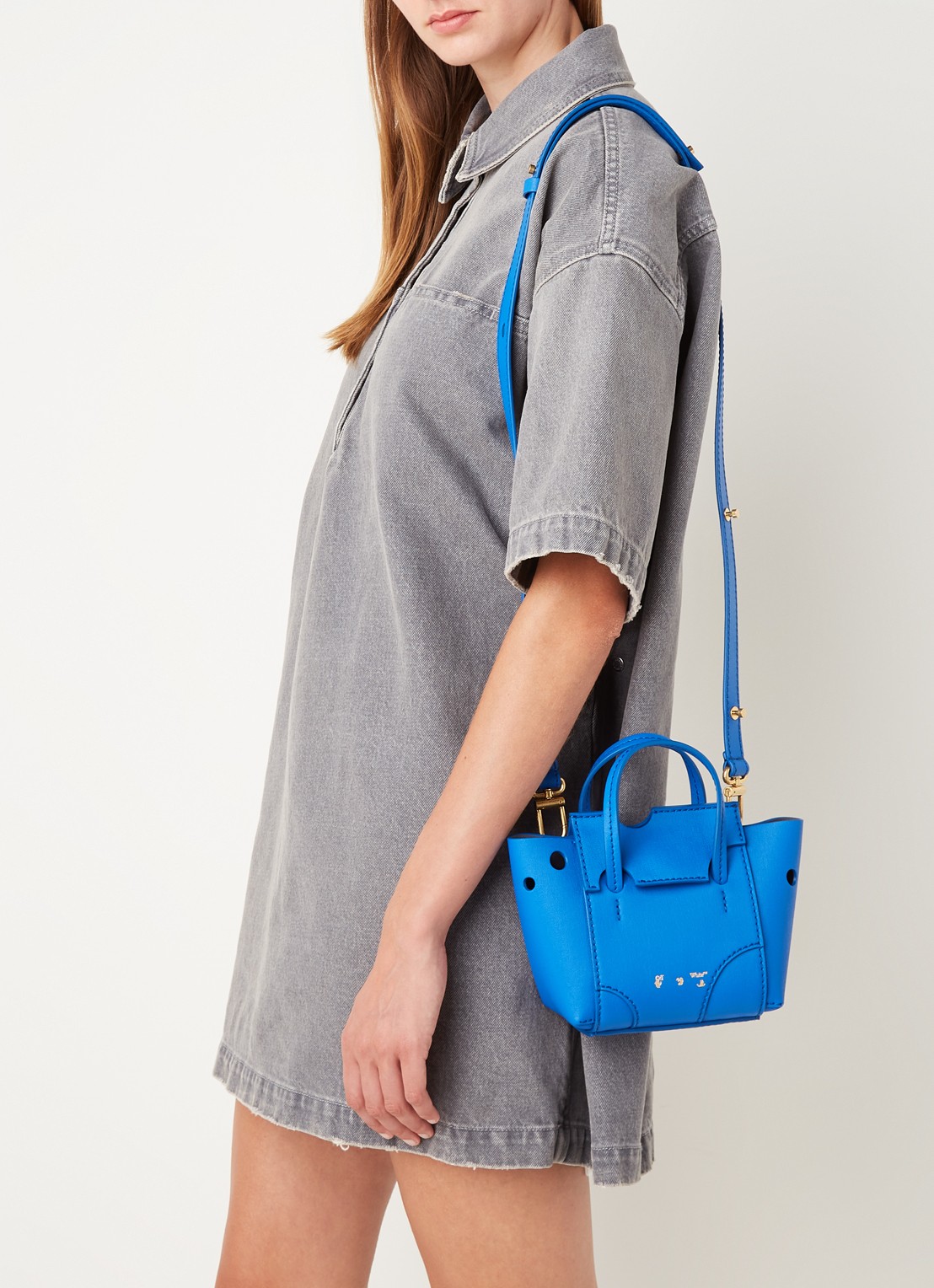 Off-White Burrow 16 handtas van kalfsleer - voorkant 3 blauw