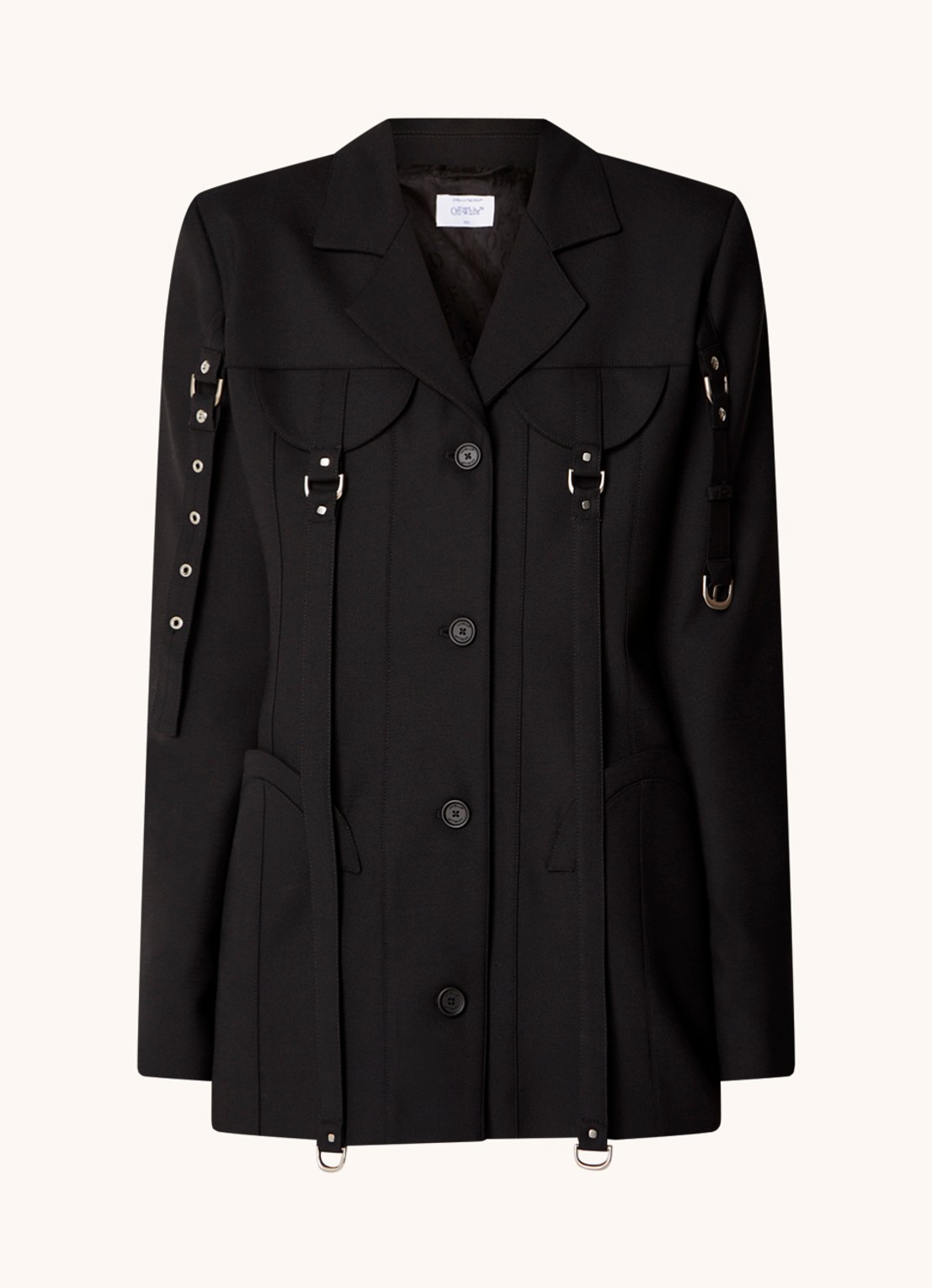 Off-White Cargo jack in wolblend met schoudervulling - voorkant zwart