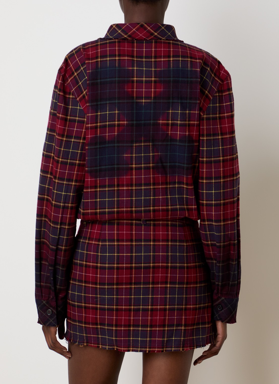Off-White Check blouse met ruitdessin - detail bordeauxrood