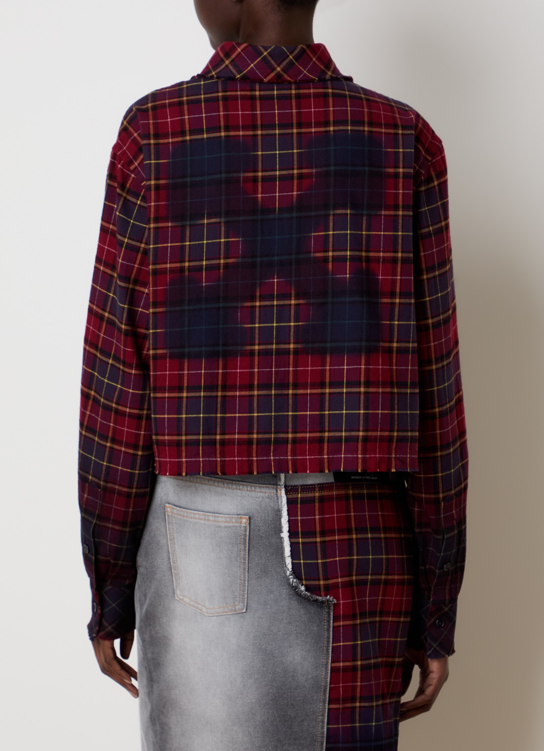 Off-White Check blouse met ruitdessin - detail 4 bordeauxrood
