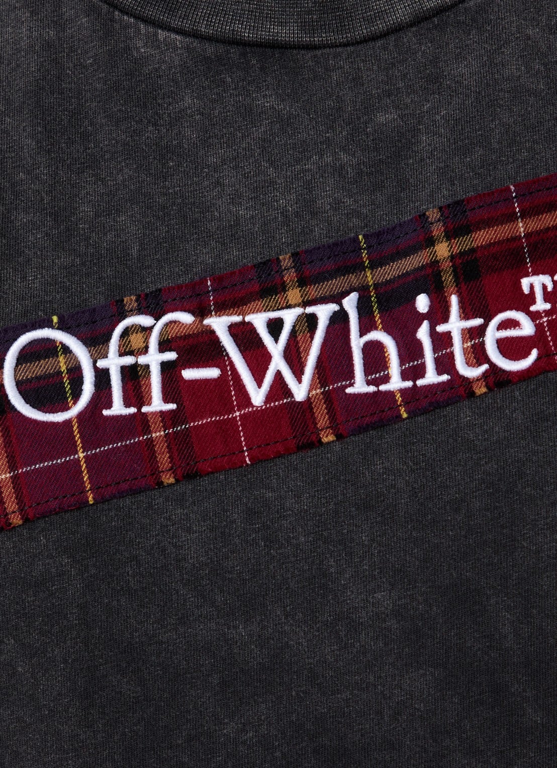 Off-White Check T-shirt met logo - detail 2 antraciet