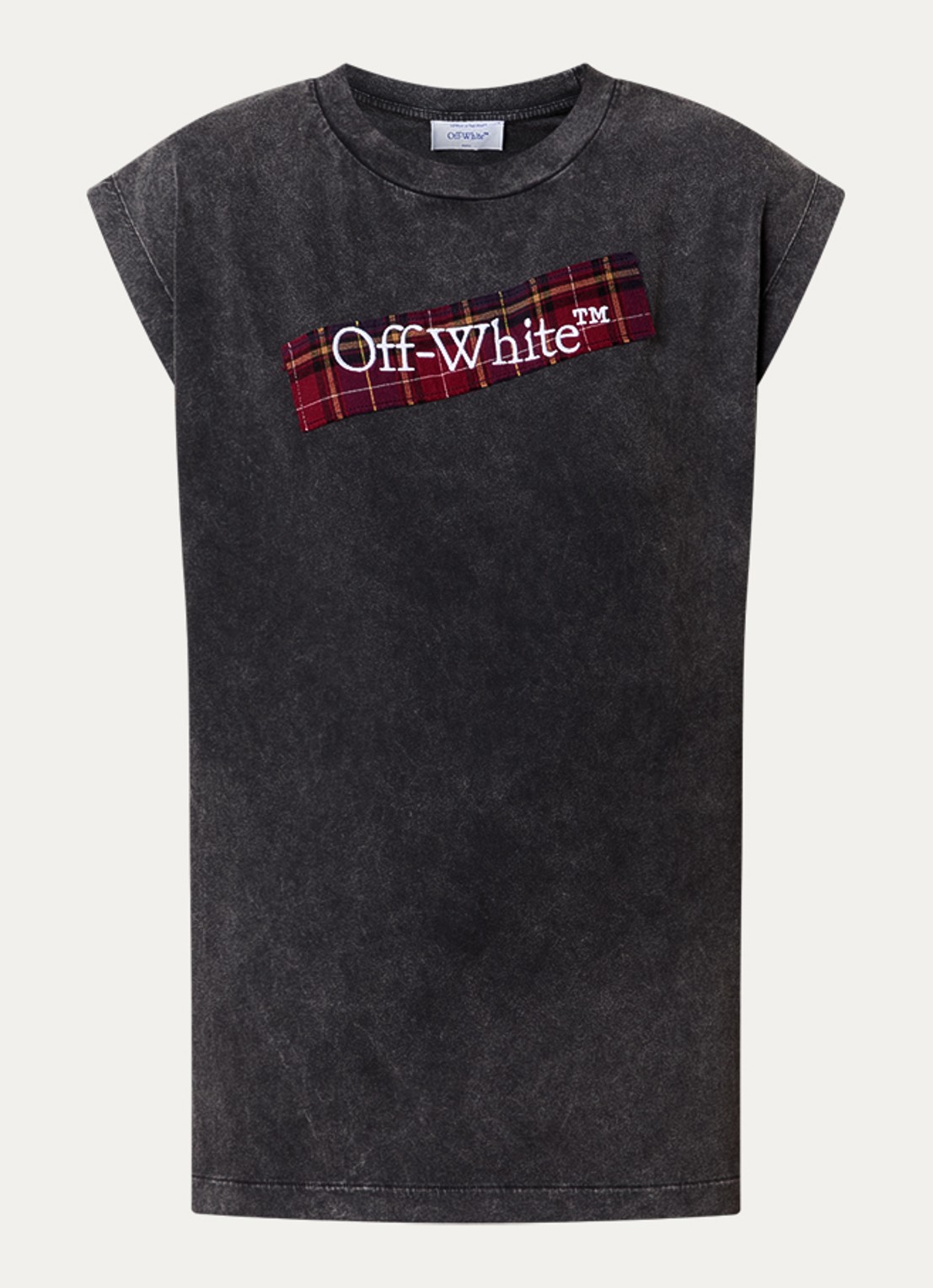 Off-White Check T-shirt met logo - voorkant 4 antraciet