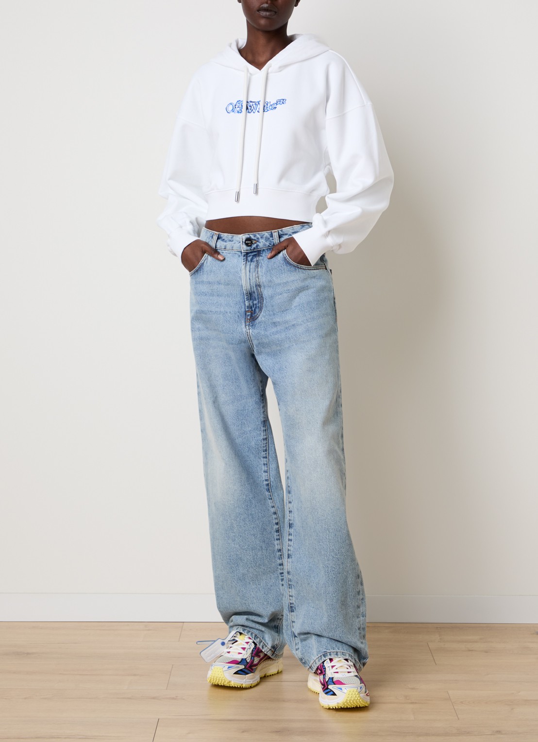 Off-White Cloudy Arrow hoodie met logo - voorkant 6 wit