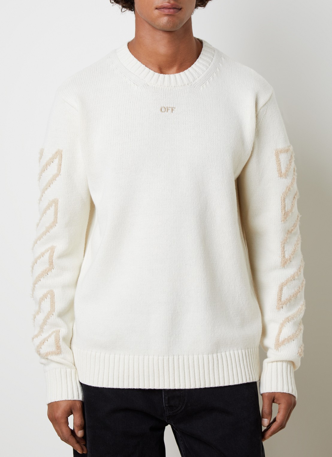 Off-White Diag arrow fijngebreide trui in wolblend - achterkant 3 beige