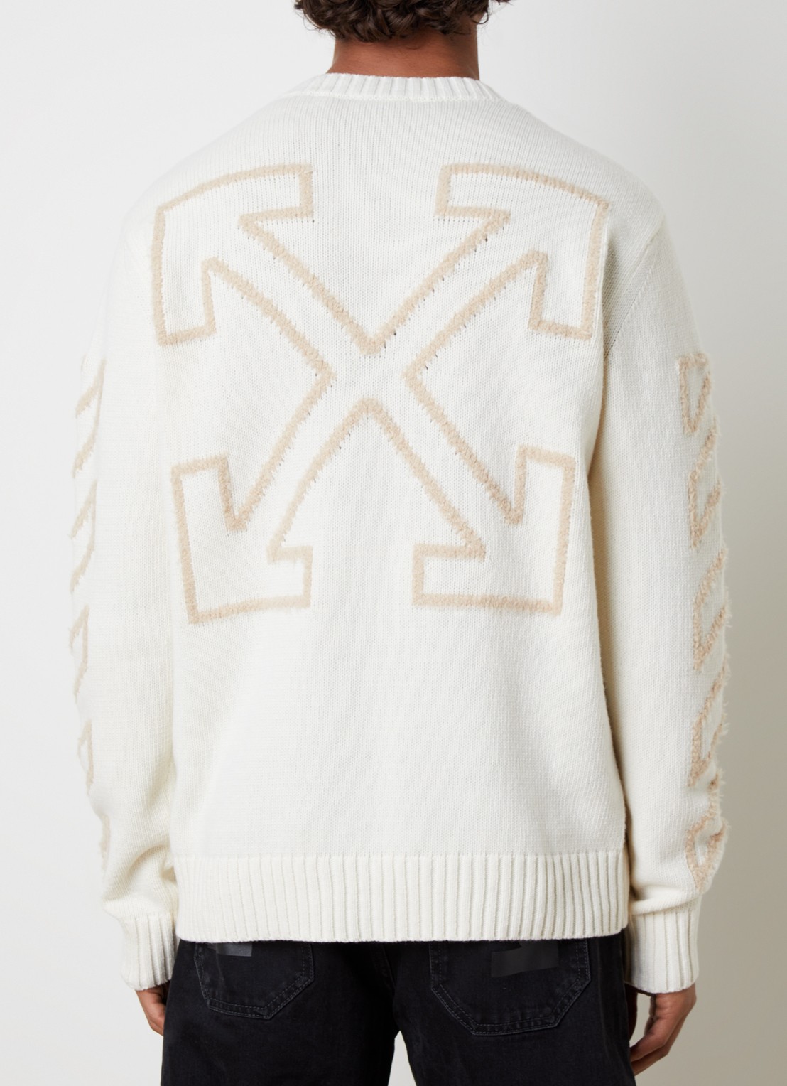 Off-White Diag arrow fijngebreide trui in wolblend - detail beige