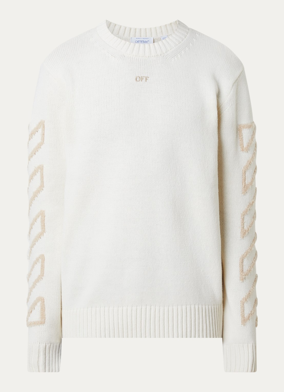 Off-White Diag arrow fijngebreide trui in wolblend - voorkant 4 beige