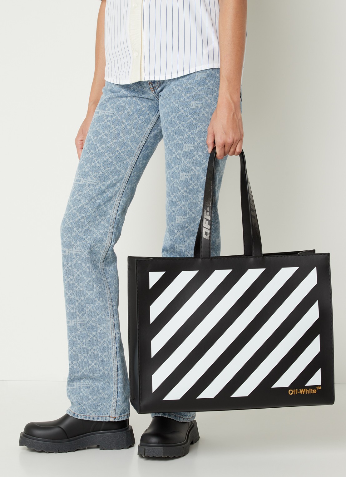 Off-White Diag Hybrid shopper van leer - voorkant 6 multicolor