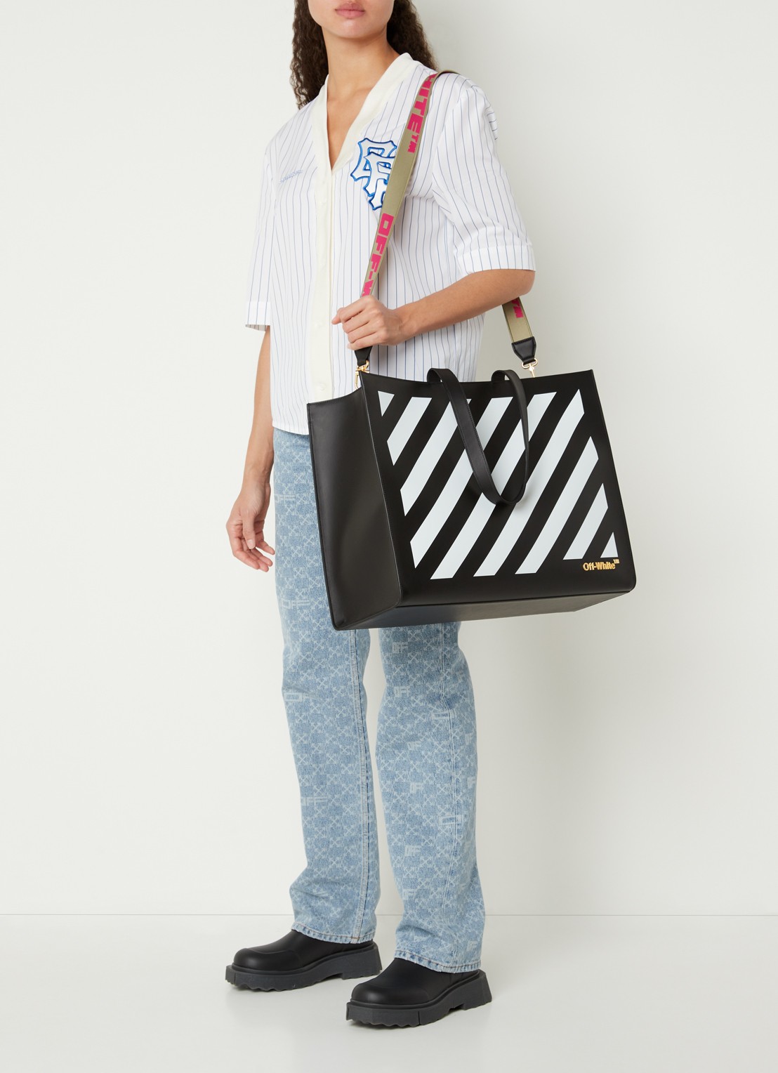 Off-White Diag Hybrid shopper van leer - voorkant 7 multicolor