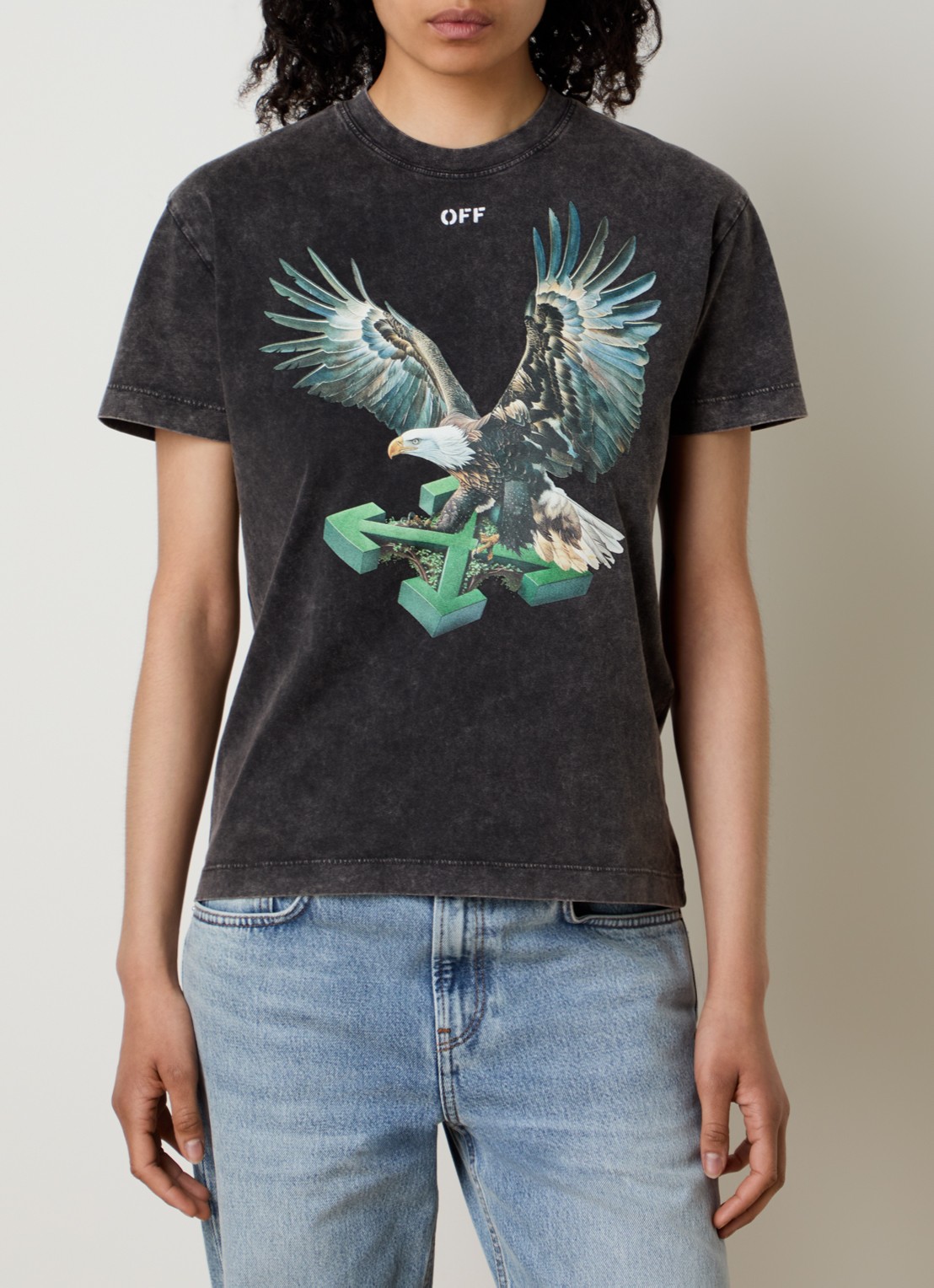 Off-White Eagle arrow T-shirt met front- en backprint - detail 4 zwart