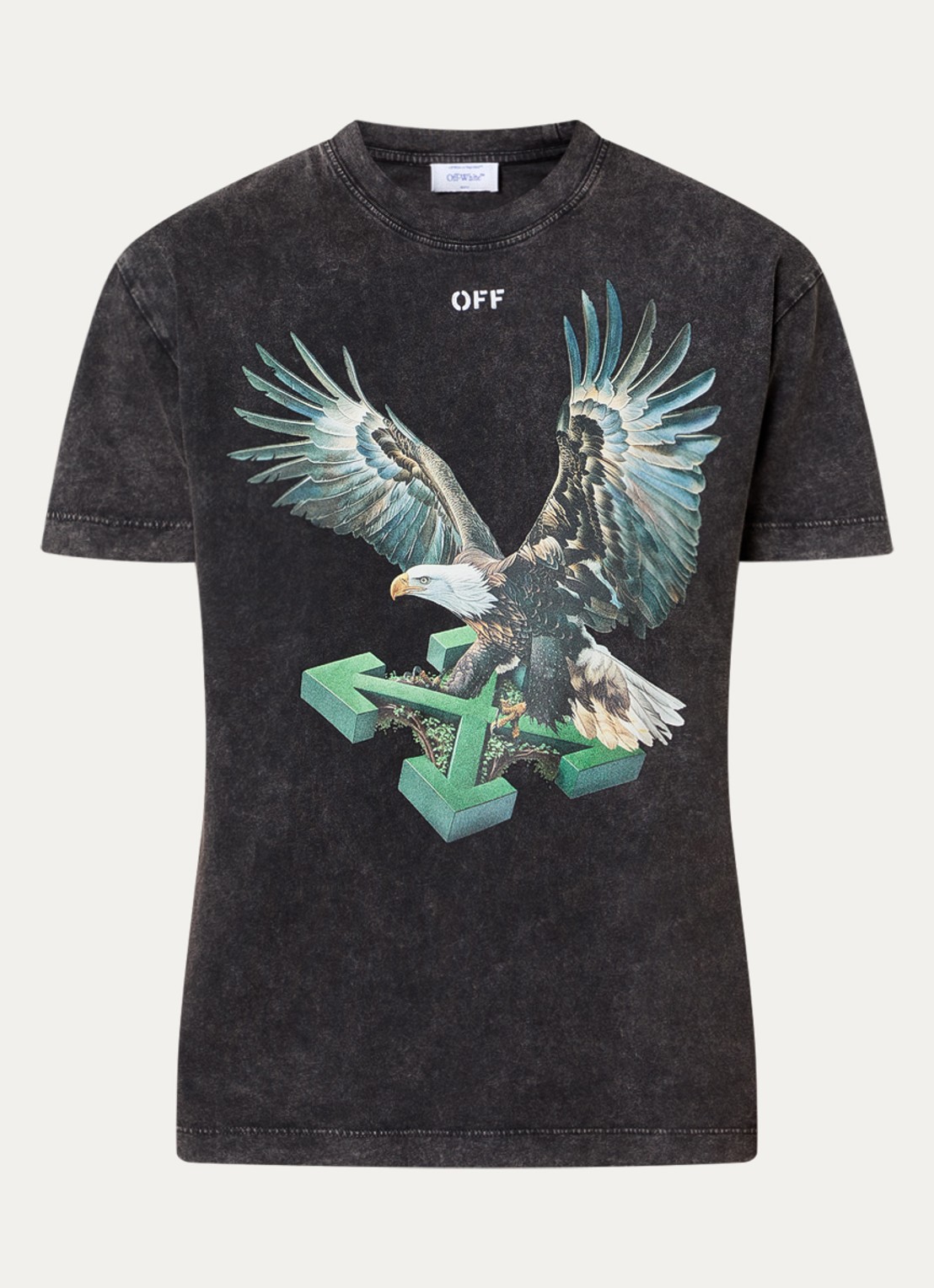 Off-White Eagle arrow T-shirt met front- en backprint - voorkant 2 zwart