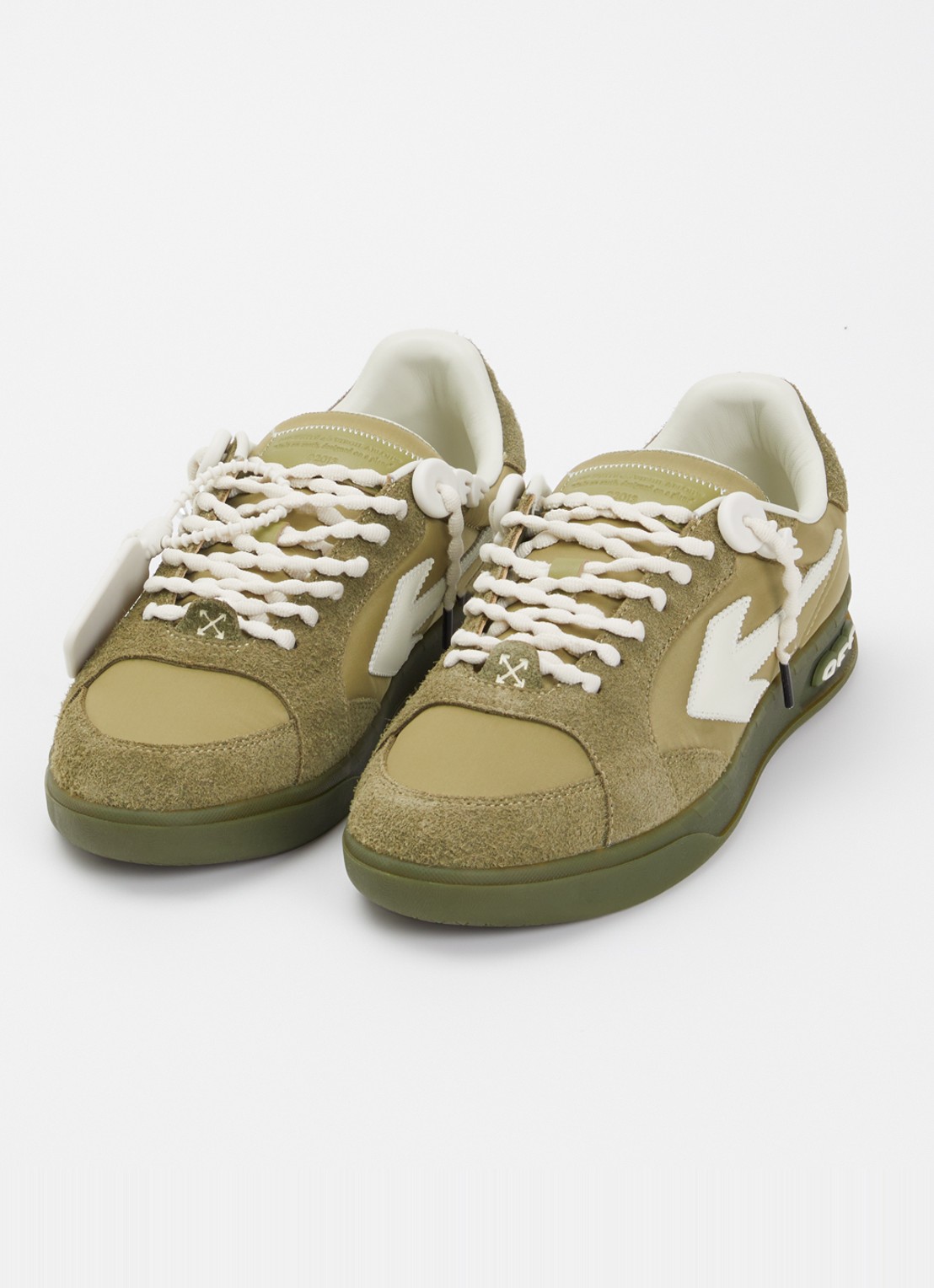 Off-White End Of Play sneaker met details van kalfsleer en suède - detail mosgroen