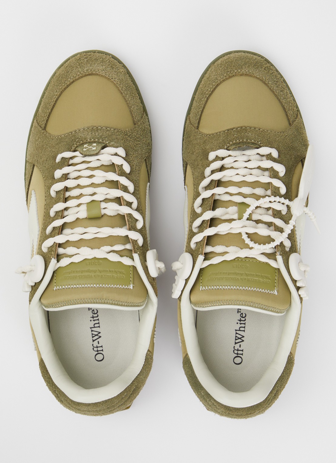 Off-White End Of Play sneaker met details van kalfsleer en suède - detail 2 mosgroen