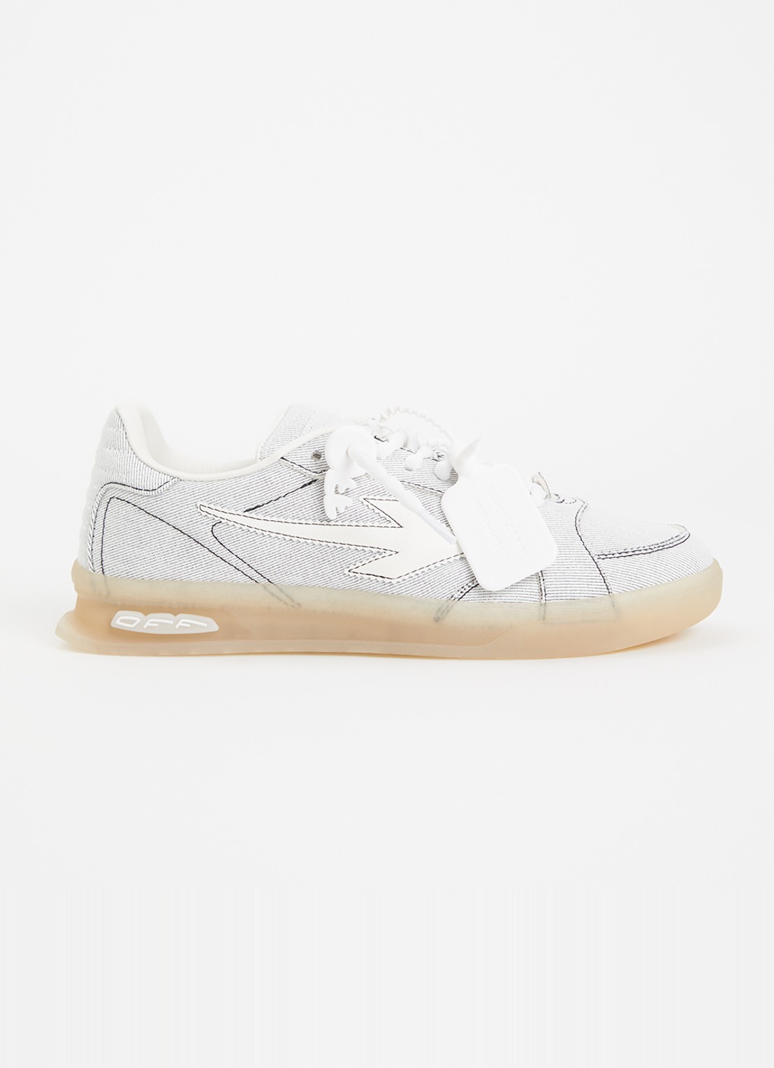 Off-White End Of Play sneaker van denim met details van kalfsleer - voorkant wit