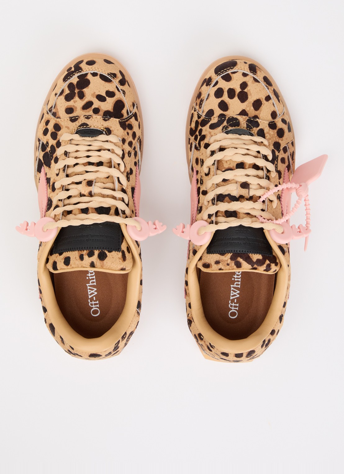 Off-White End Of Play sneaker van leer met ponyhair - detail 2 camel