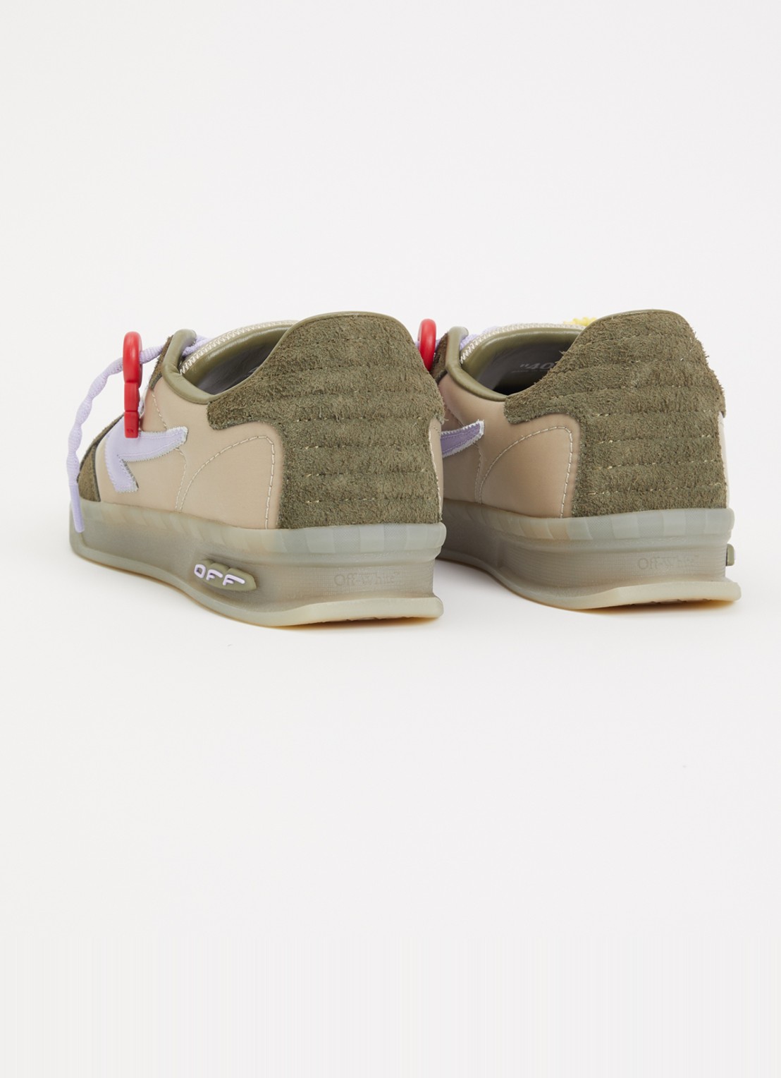 Off-White Ends of Play sneaker met details van kalfssuède - achterkant bruin
