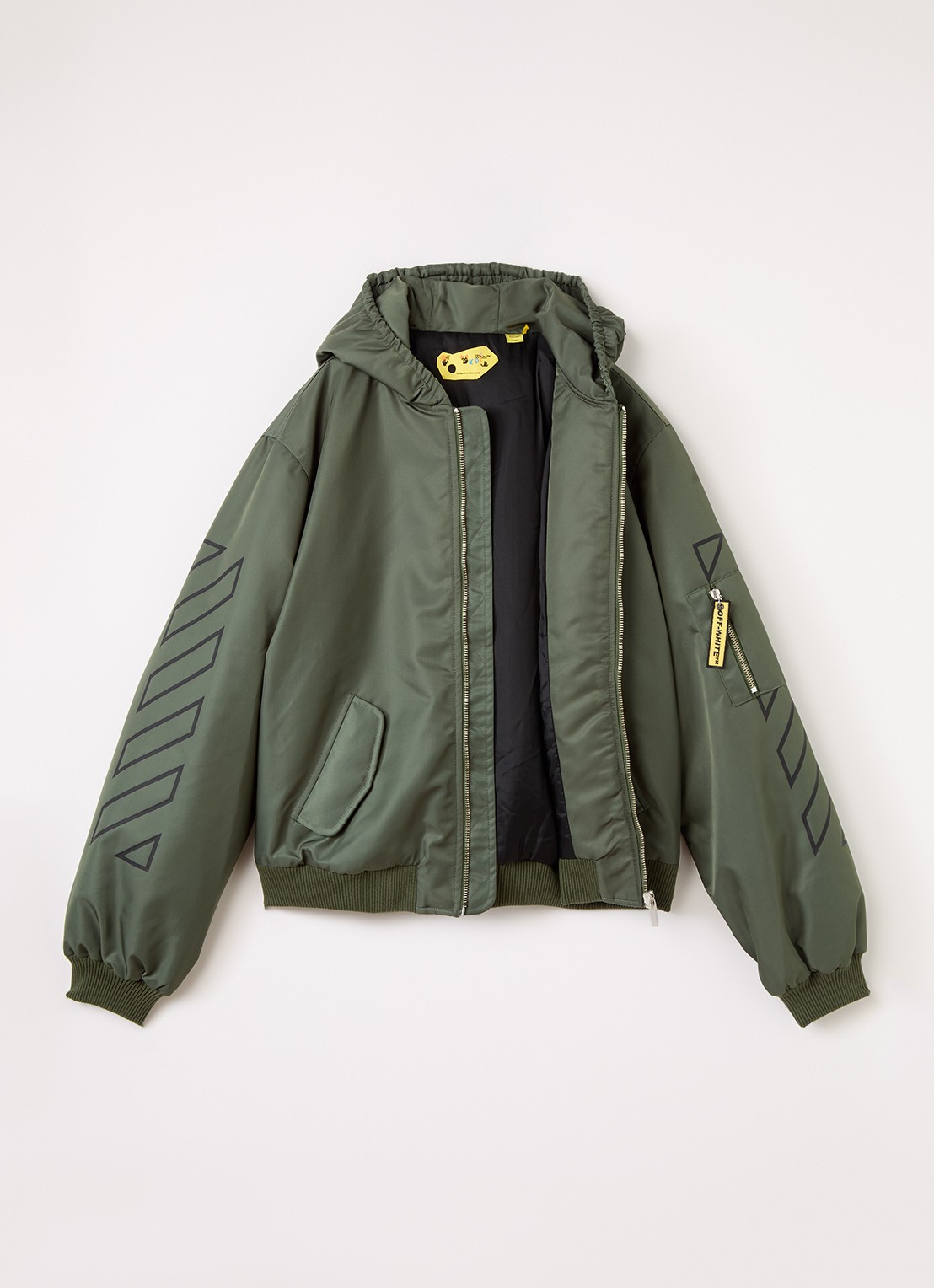 Off-White Gewatteerd jack met logoprint - voorkant 3 legergroen