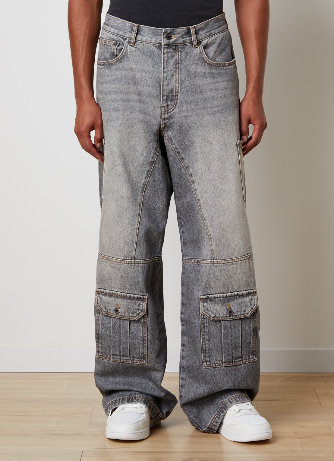 Off-White Half Arrow Cargo wide leg jeans met klepzakken - detail 3 grijs
