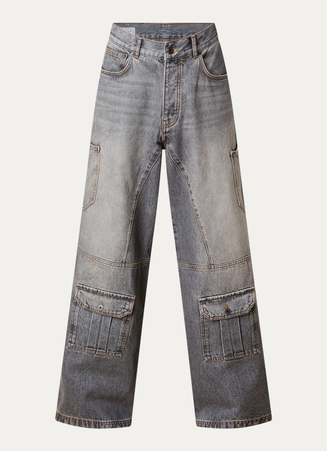 Off-White Half Arrow Cargo wide leg jeans met klepzakken - voorkant grijs