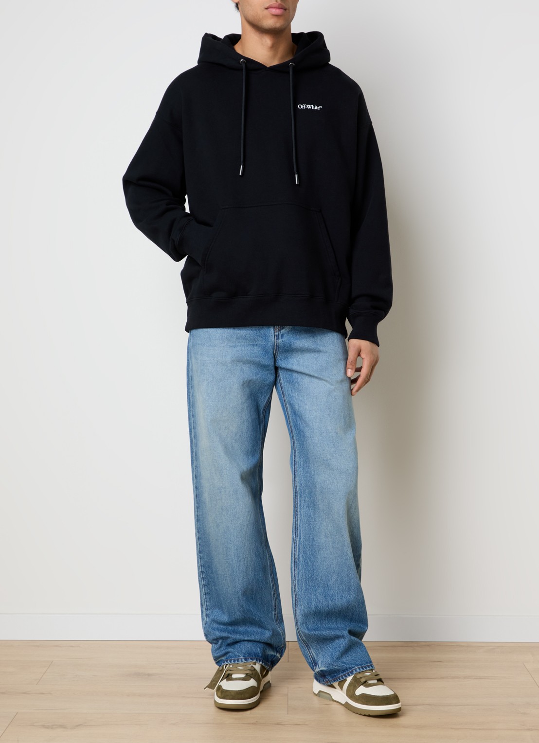 Off-White Half Arrow hoodie met logo- en backprint - voorkant 6 zwart