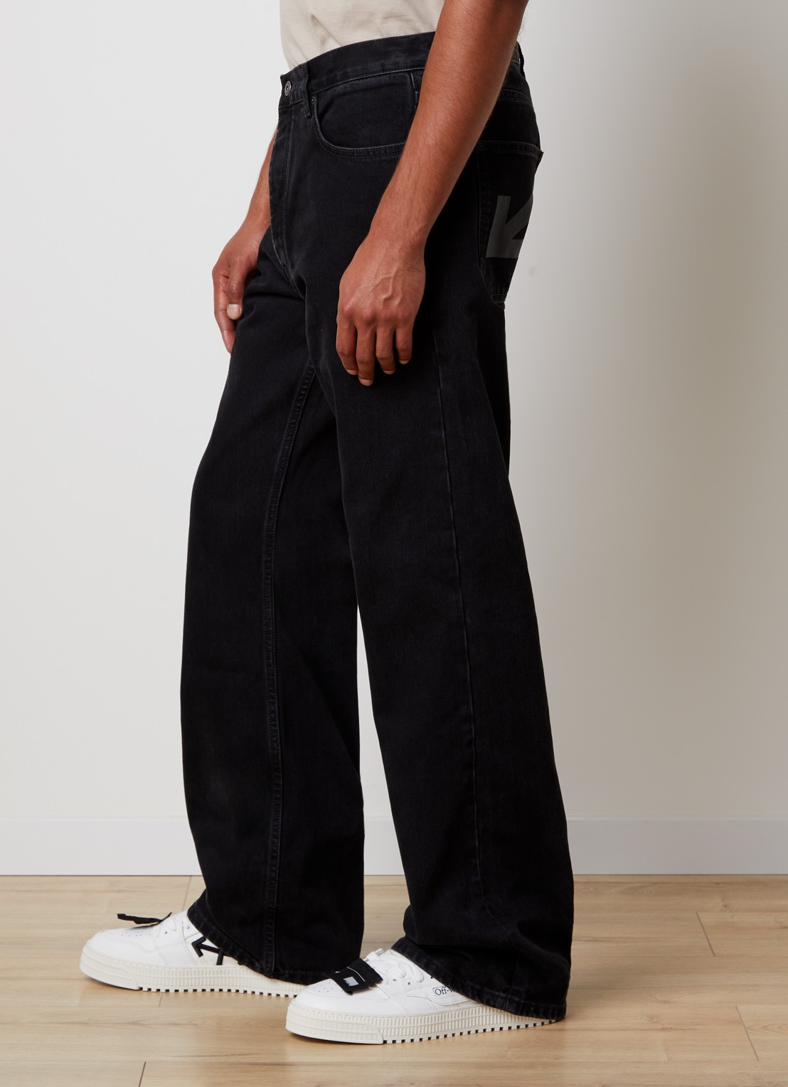 Off-White Half Arrow loose fit jeans met backprint - detail 4 zwart