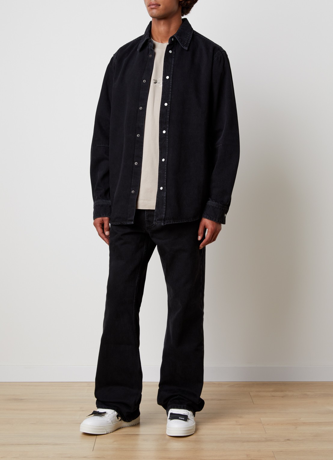 Off-White Half Arrow loose fit jeans met backprint - voorkant 2 zwart