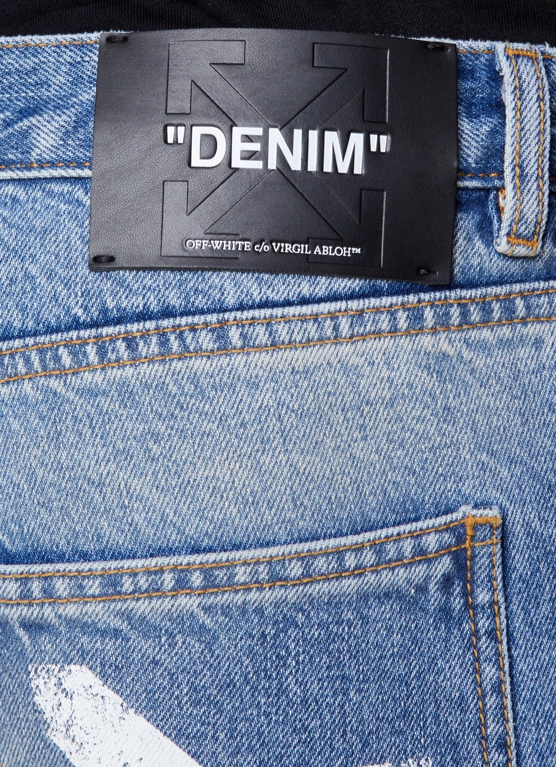 Off-White Half Arrow loose fit jeans met destroyed afwerking en backprint - detail 3 indigo