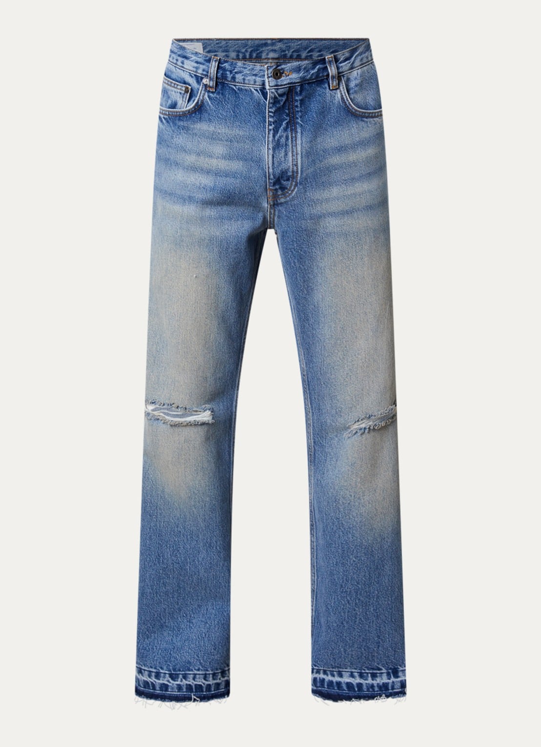 Off-White Half Arrow loose fit jeans met destroyed afwerking en backprint - voorkant 5 indigo