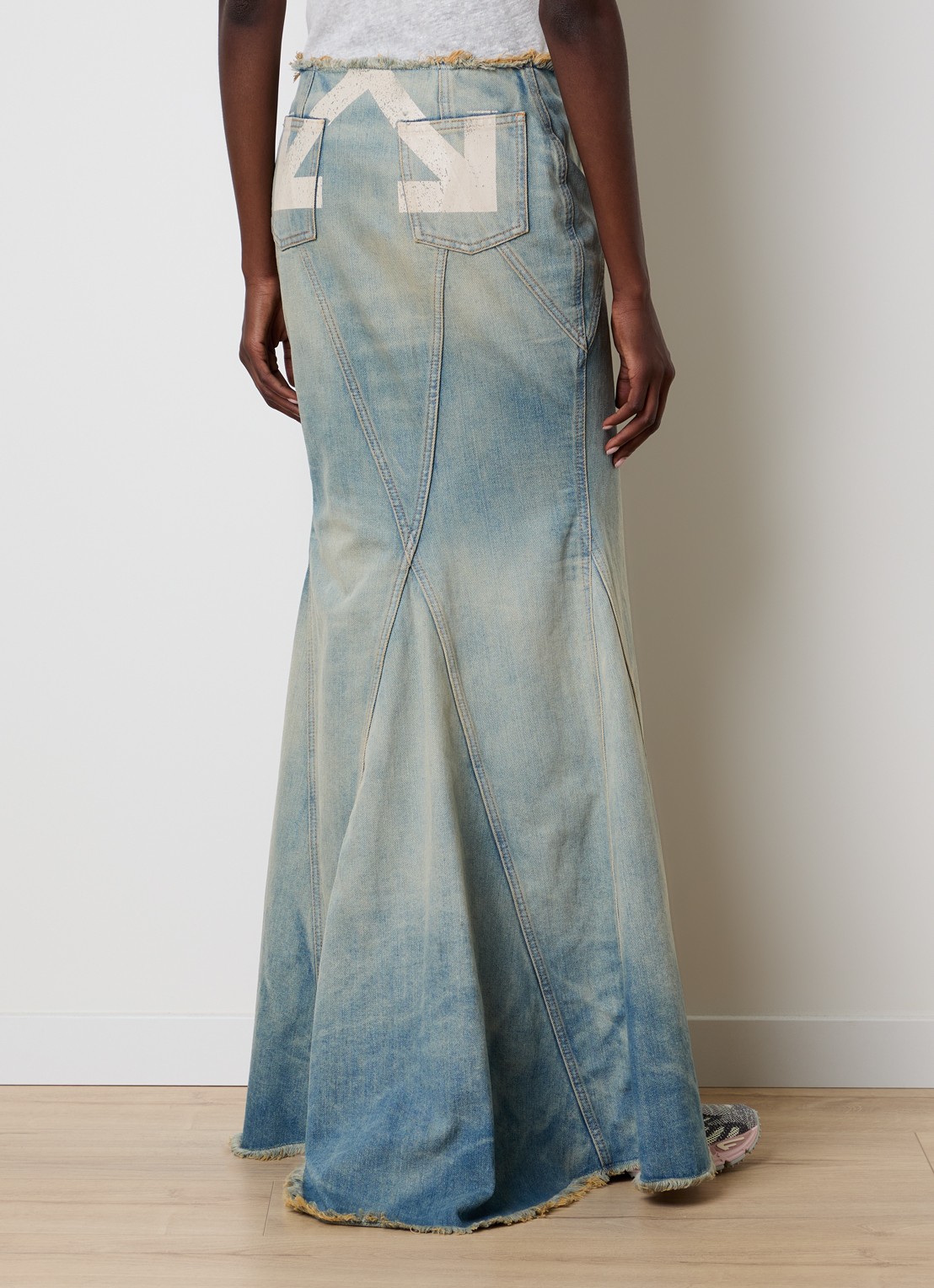 Off-White Half Arrow maxi spijkerrok met verwassen afwerking - achterkant 5 indigo