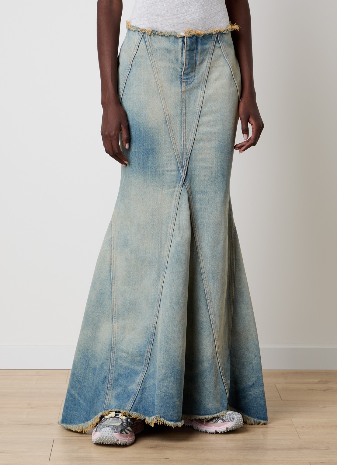 Off-White Half Arrow maxi spijkerrok met verwassen afwerking - detail indigo