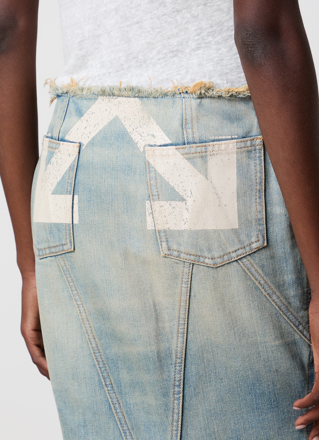 Off-White Half Arrow maxi spijkerrok met verwassen afwerking - detail 2 indigo