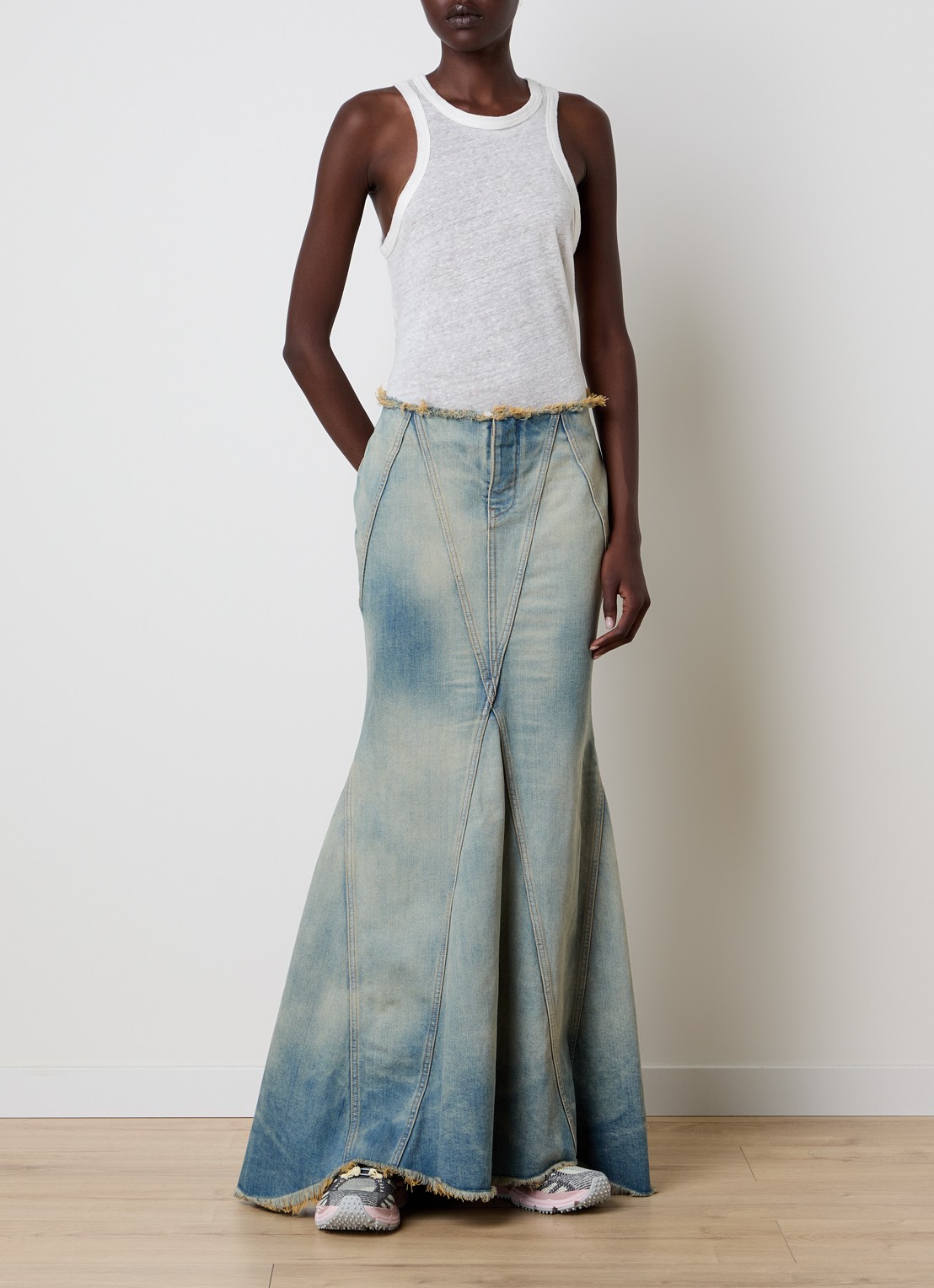 Off-White Half Arrow maxi spijkerrok met verwassen afwerking - voorkant 4 indigo