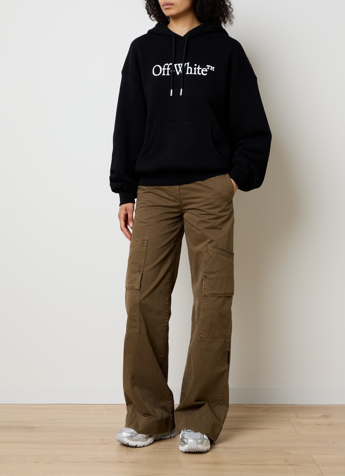 Off-White Hoodie met logoprint  - voorkant 6 zwart
