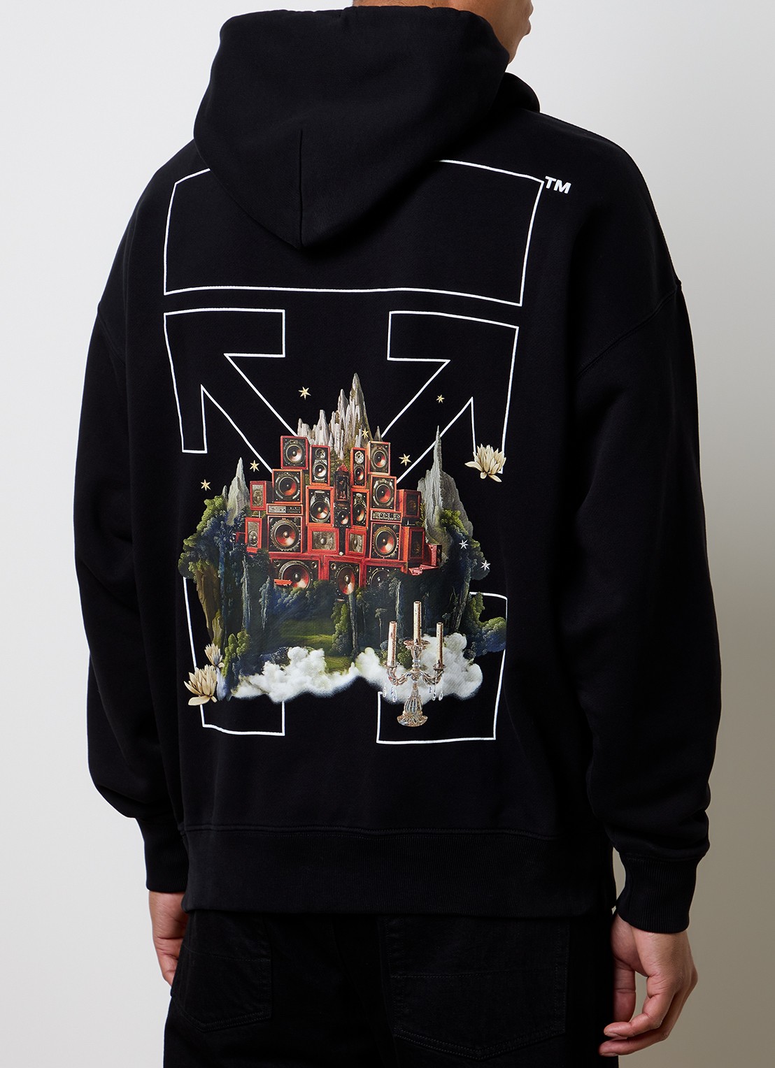 Off-White Landscape hoodie met logo- en backprint - detail zwart