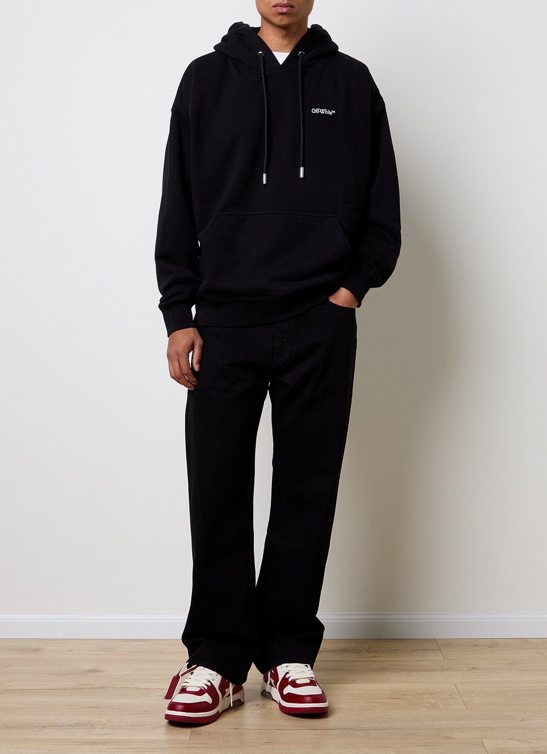 Off-White Landscape hoodie met logo- en backprint - voorkant 5 zwart