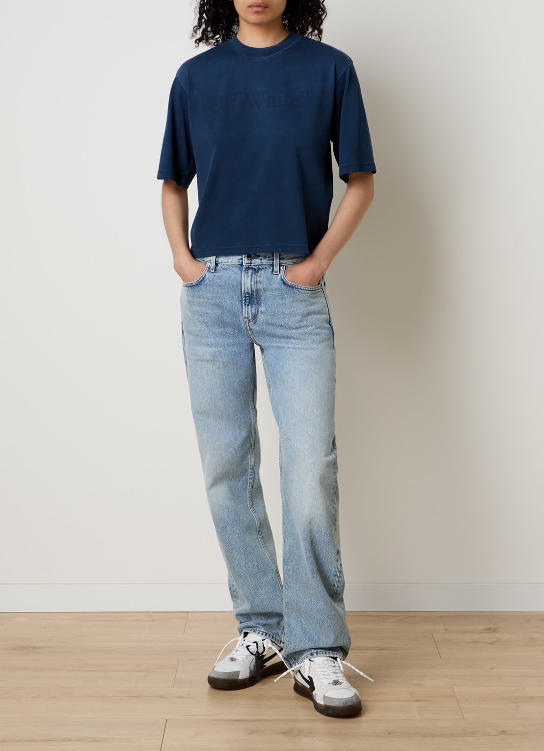 Off-White Laundry Box T-shirt met logoprint - voorkant 2 indigo